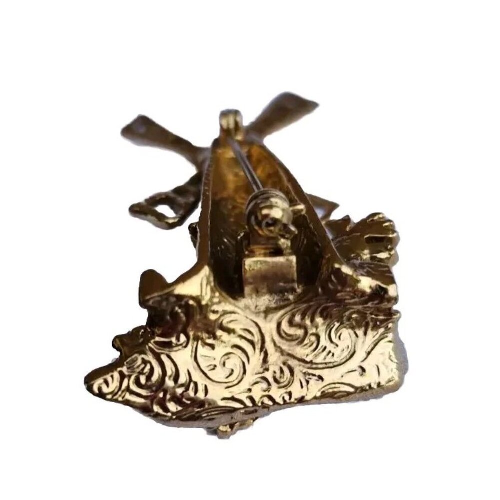 Windmill Bejeweled Faux Pearl & Lavender Rhinestones GoldTone Metal Pin Brooch - Picture 5 of 10